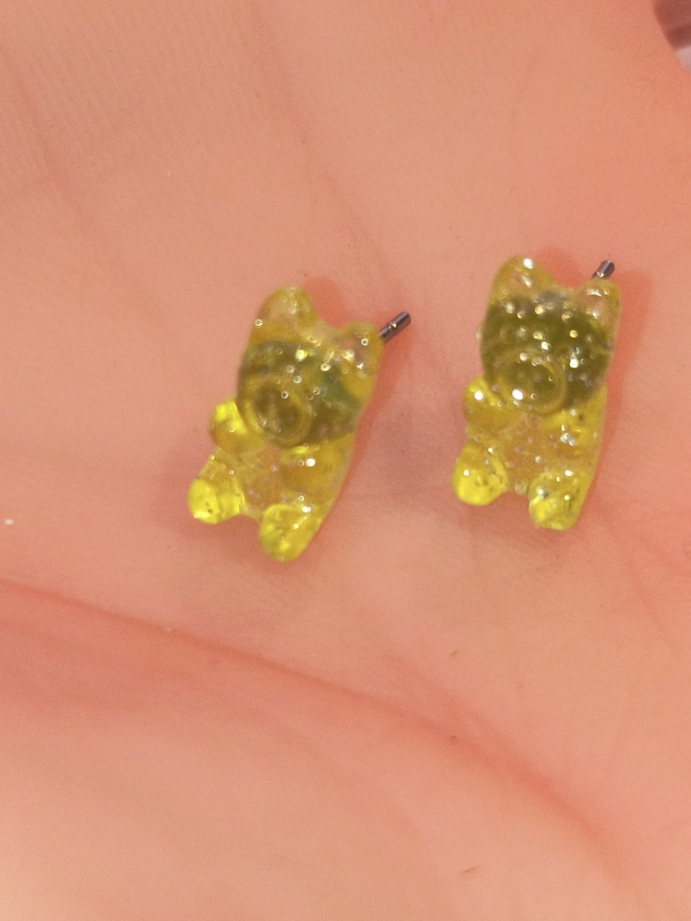 Lot of 4 Pairs Novelty Resin Gummy Bear Sugar Druzy Stud Earrings Glitter Candy - Picture 2 of 5